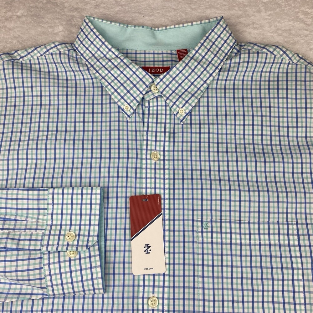 IZOD Shirt Mens 3XLT Aqua Sky Flip Cuffs NWT!